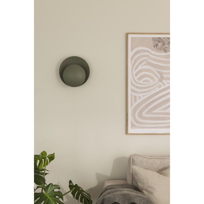 Okrągły kinkiet ścienny designerski zielony Orbit Globen Lighting zgaszony